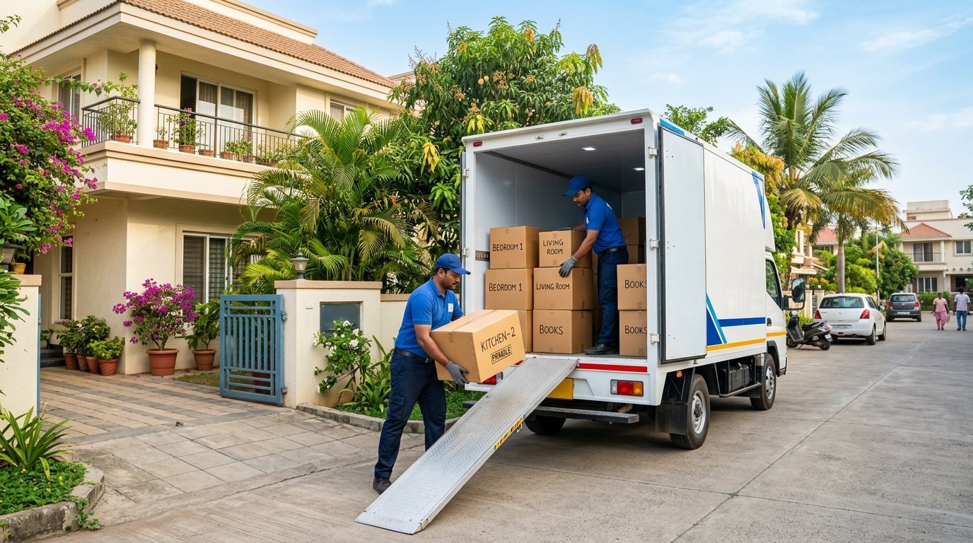 Shree Ji packers carefully loading household items